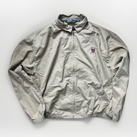 Vintage Polo Ralph Lauren Golf Crest Jacket XXL Beige Tartan Collar 90s Preppy - Picture 5 of 13